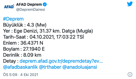 Datça'da deprem meydana geldi! AFAD'dan açıklama - Resim: 0