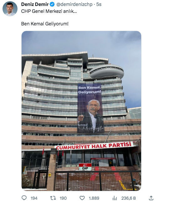 CHP Genel Merkezine yeni afiş Ben Kemal, geliyorum - Resim: 0