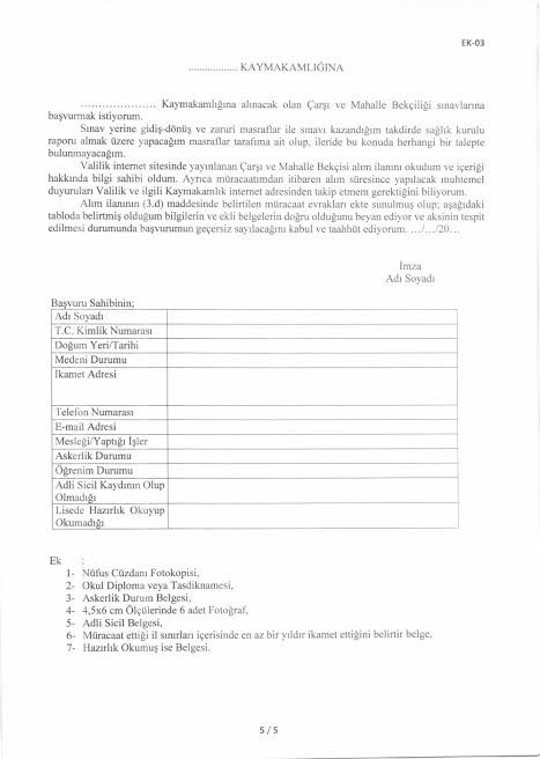 Bekçi alımı 2020 başvuru formu doldurma - Resim: 0