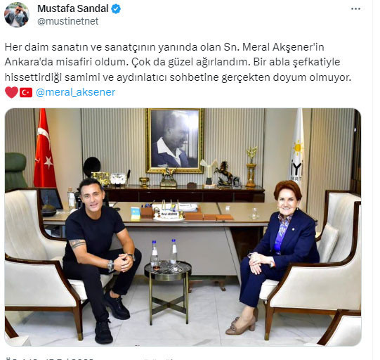 Mustafa Sandal Meral Akşener’i ziyaret etti! Paylaşımları dikkat çekti - Resim: 0