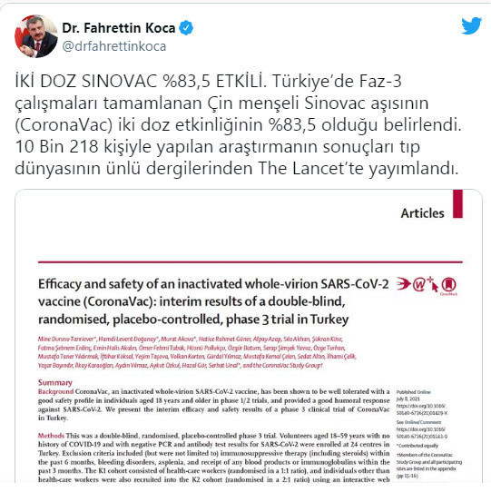 Türkiye'nin aşı raporu yayımlandı - Resim: 0