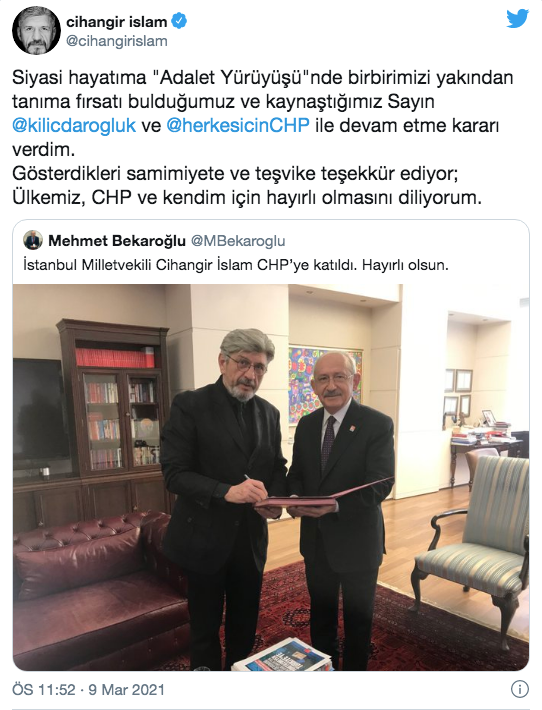 CHP'ye geçen Cihangir İslam'dan dikkat çeken açıklama - Resim: 0