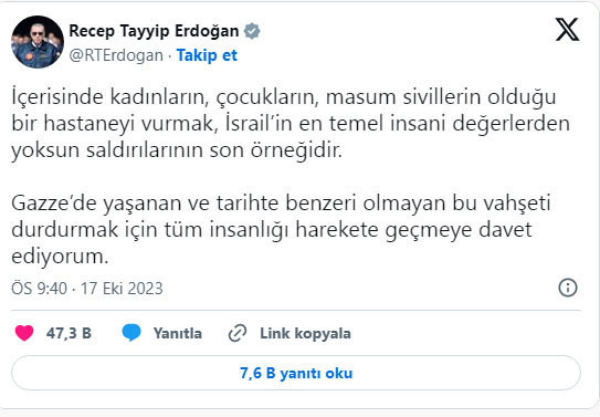 Cumhurbaşkanı Erdoğan'dan İsrail'in hastane saldırısına sert tepki - Resim: 0