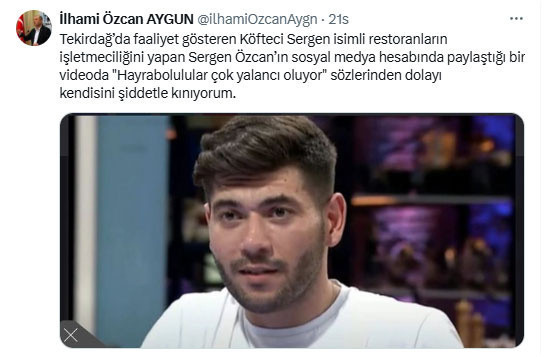 Masterchef Sergen'in sözleri CHP'li vekili kızdırdı! - Resim: 0
