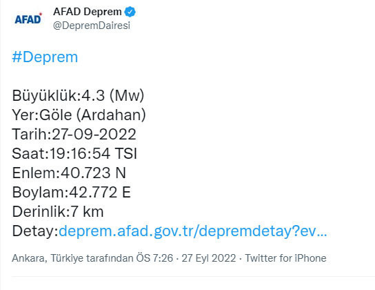 Ardahan fena sallanıyor! Yeni deprem oldu AFAD şiddetini açıkladı - Resim: 0