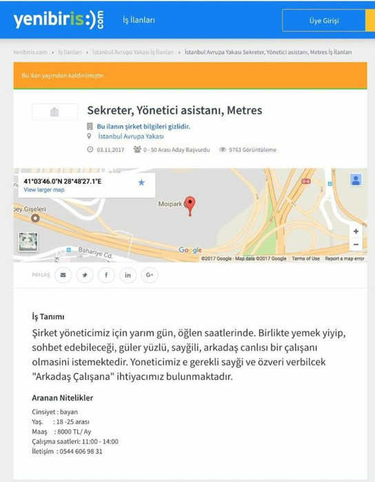Türk iş ilanı sitesinde skandal 'Ayda 8000 TL maaşla metres...' - Resim: 1