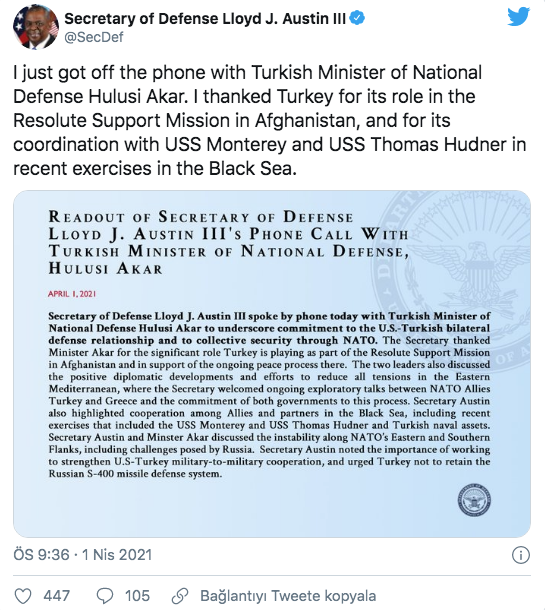 ABD'den flaş Türkiye, S-400 ve F-35 açıklaması! Bakan Akar'la görüşmenin ayrıntıları - Resim: 0