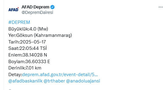 Kahramanmaraş'ta 4 büyüklüğünde deprem - Resim: 0