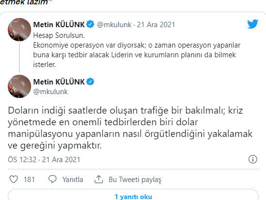 AK Partili Metin Külünk: Hesap sorulsun, doların indiği saatlerde oluşan trafiğe bakılmalı - Resim: 0