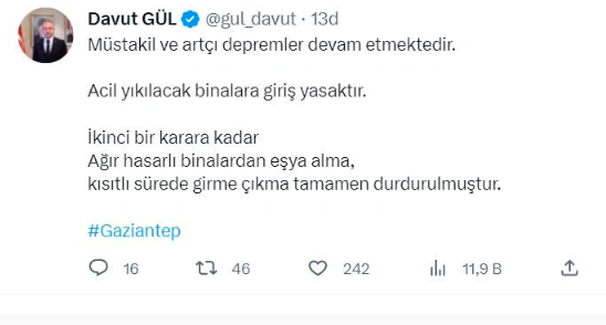 Gaziantep Valiliği duyurdu! Binalardan eşya alımı durduruldu - Resim: 0