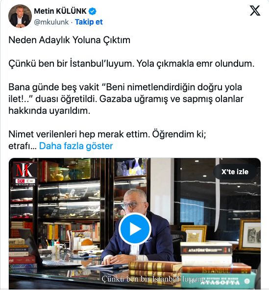 İBB Başkanlığı için Metin Külünk AK Parti'den adaylığını duyurdu - Resim: 0