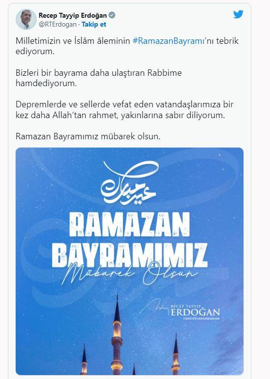 Cumhurbaşkanı Erdoğan'dan 'Ramazan Bayramı' paylaşımı - Resim: 0