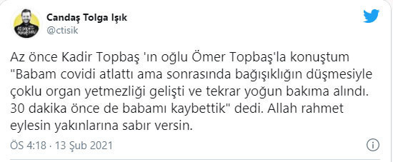 Kadir Topbaş'ın vefat nedenini oğlu anlattı - Resim: 0
