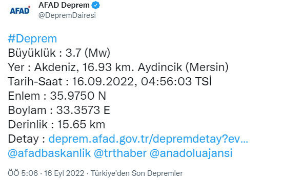 Mersin'de panik yaratan deprem! AFAD şiddetini açıkladı - Resim: 0
