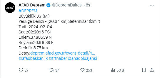 İzmir gece yarısı sallandı! Panik yaratan deprem - Resim: 0