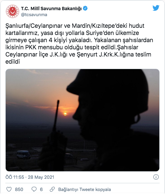 MSB: Suriye'den Türkiye'ye girmeye çalışan 4 PKK'lı yakalandı - Resim: 0