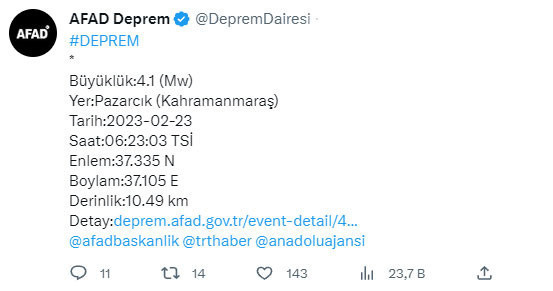 Son deprem Kahramanmaraş'ta oldu! Yeni deprem kaç şiddetinde? - Resim: 0