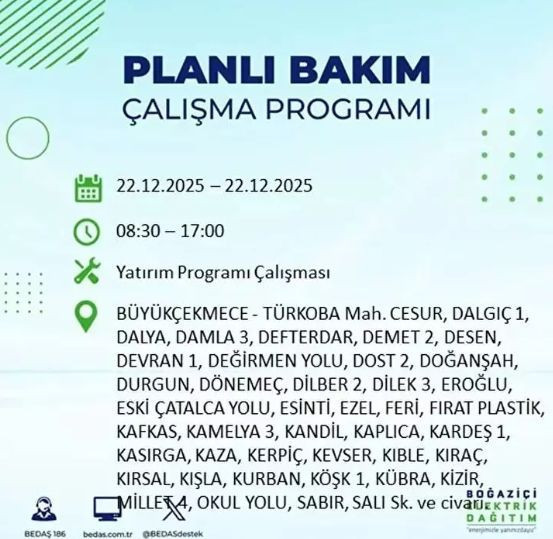 İstanbul'da 19 ilçede elektrik kesintisi! Saatlerce gelmeyecek... - Resim: 4