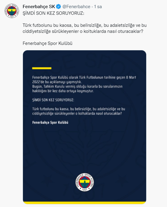 TFF Tahkim Kurulu'nun kararı sonrası Fenerbahçe'den açıklama - Resim: 0