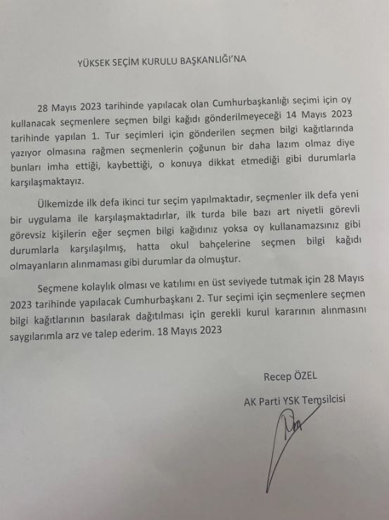 AK Parti başvurmuştu! Seçmen bilgi kağıdı tekrar dağıtılacak mı? YSK karar verdi - Resim: 0