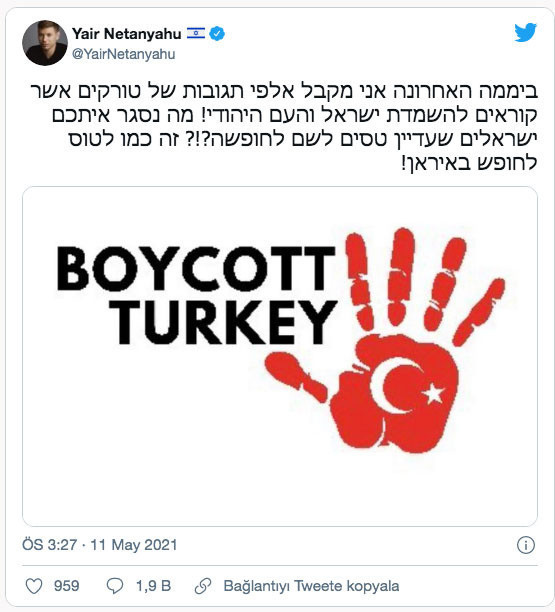 Netanyahu'nun oğlundan Erdoğan'ın çağrısının altına alçak paylaşım - Resim: 2