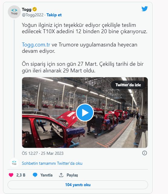 Togg duyurdu! Çekilişle teslim edilecek araç sayısı 20 bine çıkarıldı, çekiliş tarihi de değişti - Resim: 1