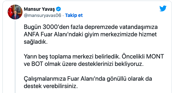 Mansur Yavaş’tan depremzedelere destek çağrısı - Resim: 0