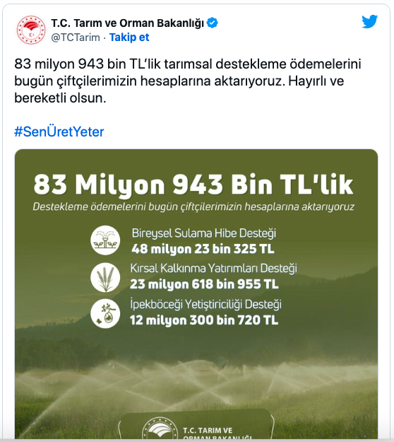 Bakanlık duyurdu 83 milyonluk destek ödemeleri hesaplara yatıyor! - Resim: 0