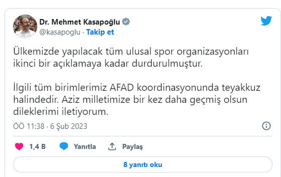 Bakan duyurdu! Tüm spor organizasyonları süresiz durduruldu - Resim: 0