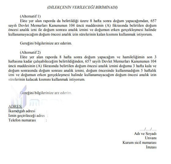 37. hafta doğum izni raporu yazma dilekçe örneği - Resim: 0