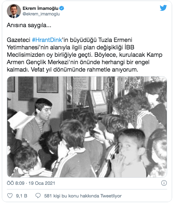 İmamoğlu'ndan 'Hrant Dink' paylaşımı! Büyüdüğü yetimhane gençlik merkezi oluyor - Resim: 0