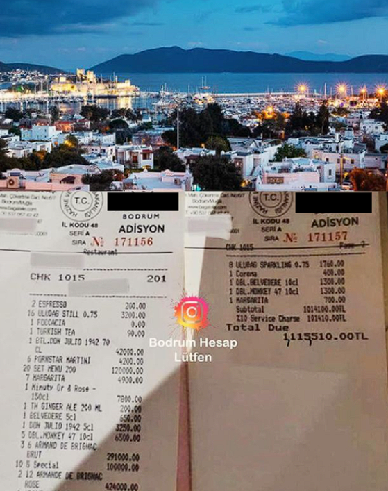 Yer Bodrum! 1.1 milyon liralık hesap ödediler, adisyon sosyal medyada gündem oldu - Resim: 0