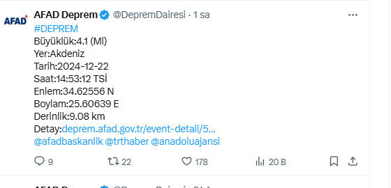 Marmara'da ve Akdeniz'de panik yaratan depremler! AFAD'dan açıklama geldi - Resim: 0