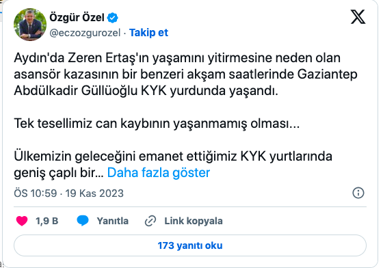 Özgür Özel: KYK yurtlarında geniş çaplı bir araştırma başlatılmalı - Resim: 0