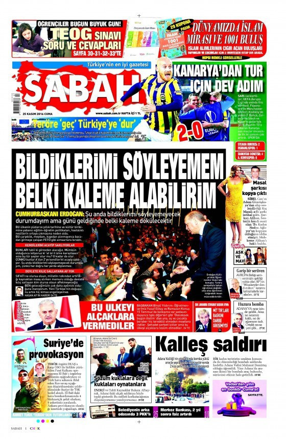 Gazete manşetleri 26 Kasım 2016 bugünkü gazeteler  - Resim: 2