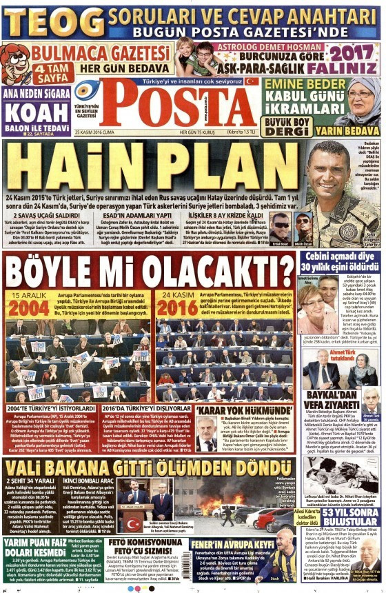 Gazete manşetleri 26 Kasım 2016 bugünkü gazeteler  - Resim: 3
