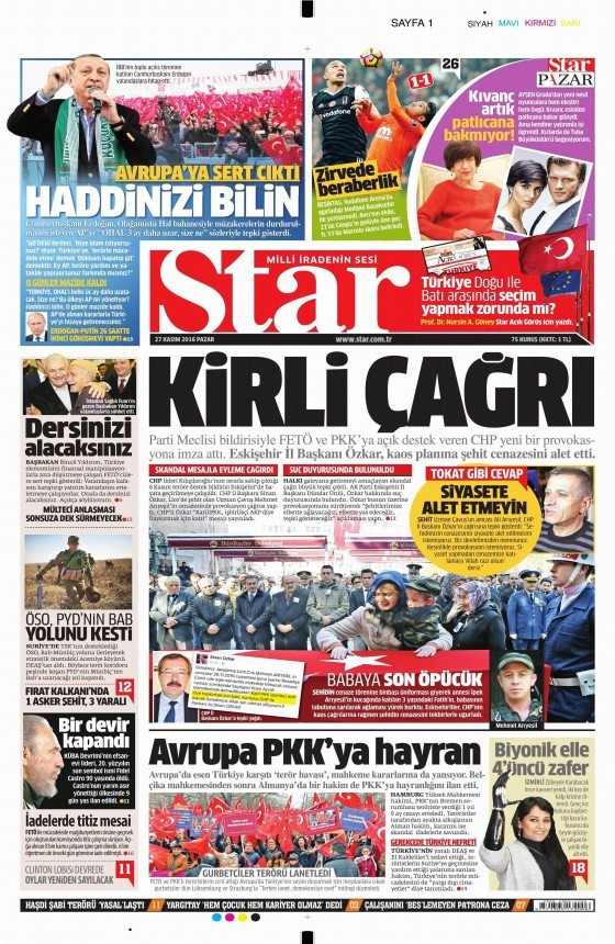 Gazete manşetleri 27 Kasım 2016 bugünkü gazeteler  - Resim: 2