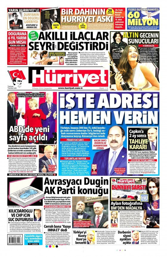 Gazete manşetleri 9 Kasım 2016 bugünkü gazeteler  - Resim: 1