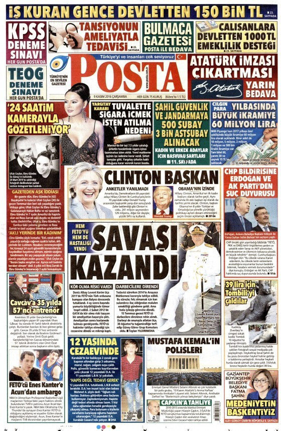 Gazete manşetleri 9 Kasım 2016 bugünkü gazeteler  - Resim: 3