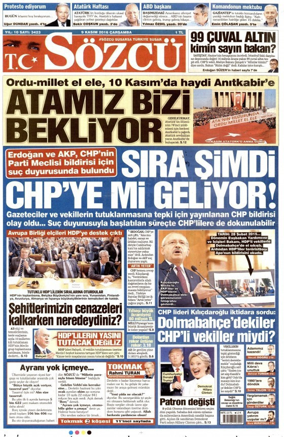 Gazete manşetleri 9 Kasım 2016 bugünkü gazeteler  - Resim: 4