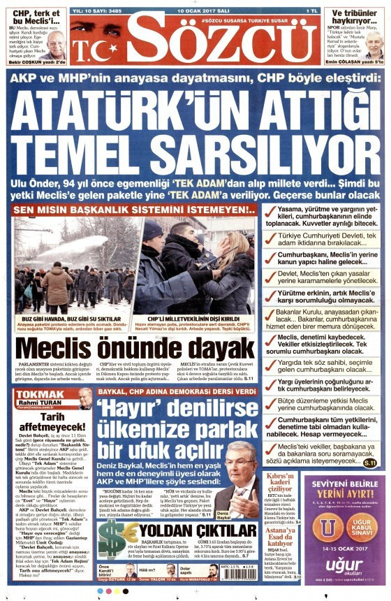 Gazete manşetleri 10 Ocak 2017 Hürriyet - Sözcü - Cumhuriyet ne yazdı? - Resim: 4