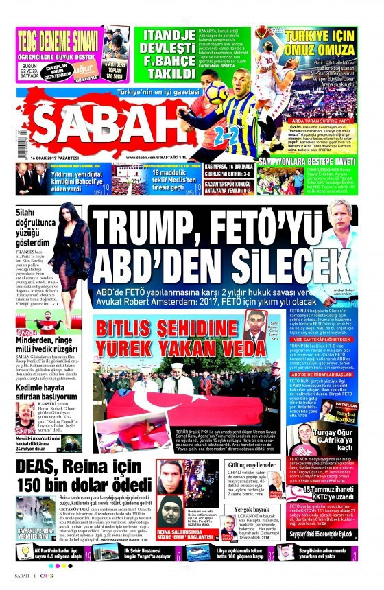 Gazete manşetleri 16 Ocak 2017 Hürriyet - Habertürk - Sözcü ne yazdı? - Resim: 2