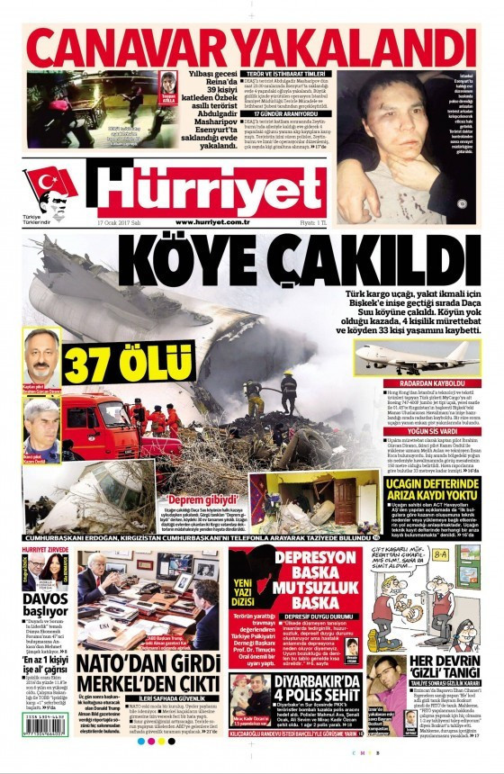 Gazete manşetleri 17 Ocak 2017 Sözcü - Habertürk - Hürriyet ne yazdı? - Resim: 1