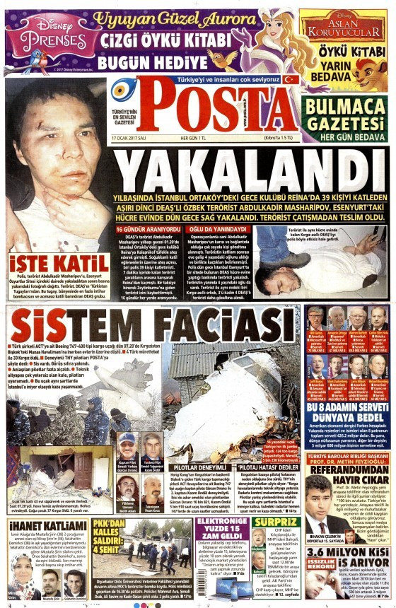 Gazete manşetleri 17 Ocak 2017 Sözcü - Habertürk - Hürriyet ne yazdı? - Resim: 3