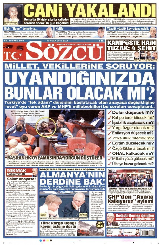 Gazete manşetleri 17 Ocak 2017 Sözcü - Habertürk - Hürriyet ne yazdı? - Resim: 4