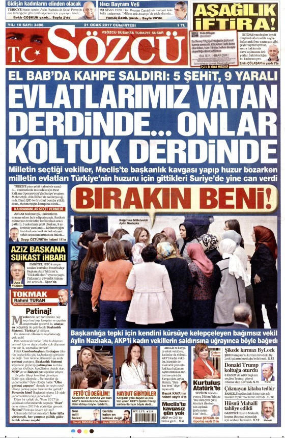 Gazete manşetleri 21 Ocak 2017 Sözcü - Hürriyet - Cumhuriyet ne yazdı? - Resim: 4