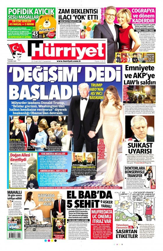 Gazete manşetleri 21 Ocak 2017 bugünkü gazeteler  - Resim: 1