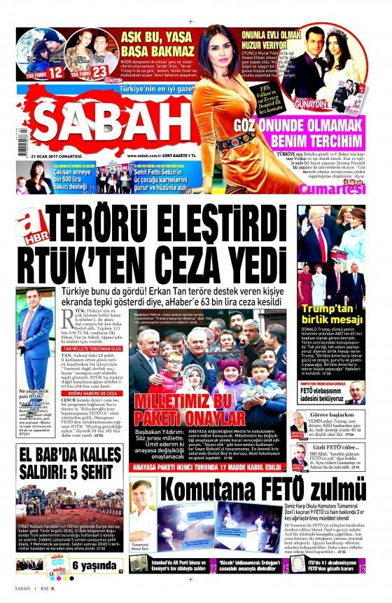 Gazete manşetleri 21 Ocak 2017 bugünkü gazeteler  - Resim: 2