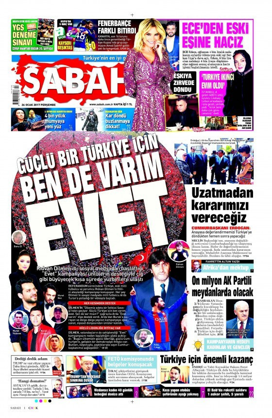 Gazete manşetleri 26 Ocak 2017 Sözcü - Hürriyet - Habertürk  - Resim: 2