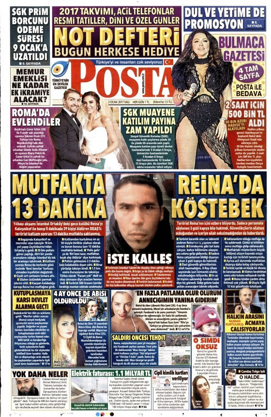 Gazete manşetleri Sözcü - Hürriyet - Cumhuriyet 3 Ocak 2017 ne yazdı? - Resim: 3